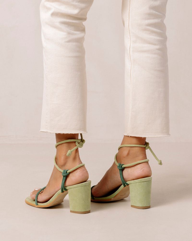 Green Alohas Grace Leather Women's Sandals | GQKRM3104