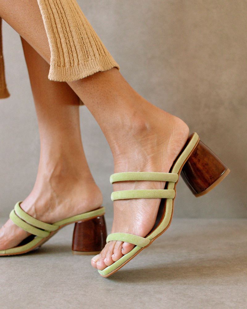 Green Alohas Indiana Leather Women's Sandals | ZADQE9416