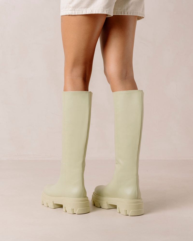 Green Alohas Katiuska Leather Women's Knee-High Boots | MQASP3497