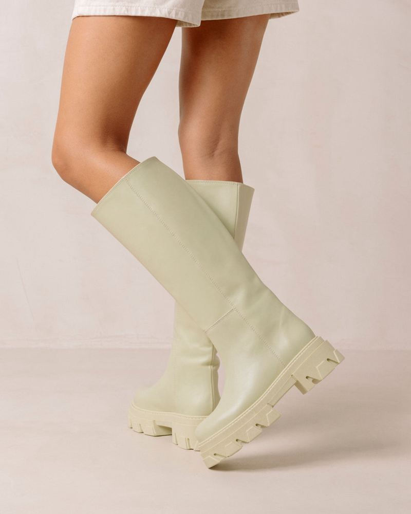 Green Alohas Katiuska Leather Women's Knee-High Boots | MQASP3497