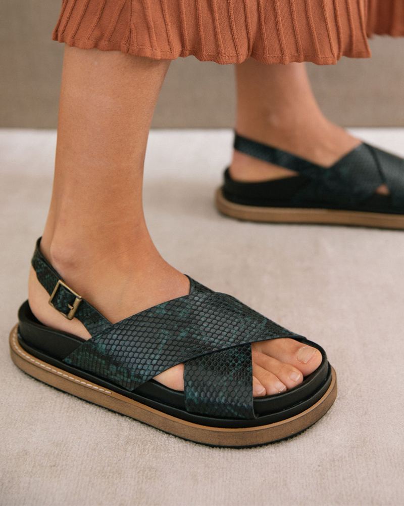 Green Alohas Marshmallow Women's Sandals | JNWVQ8319