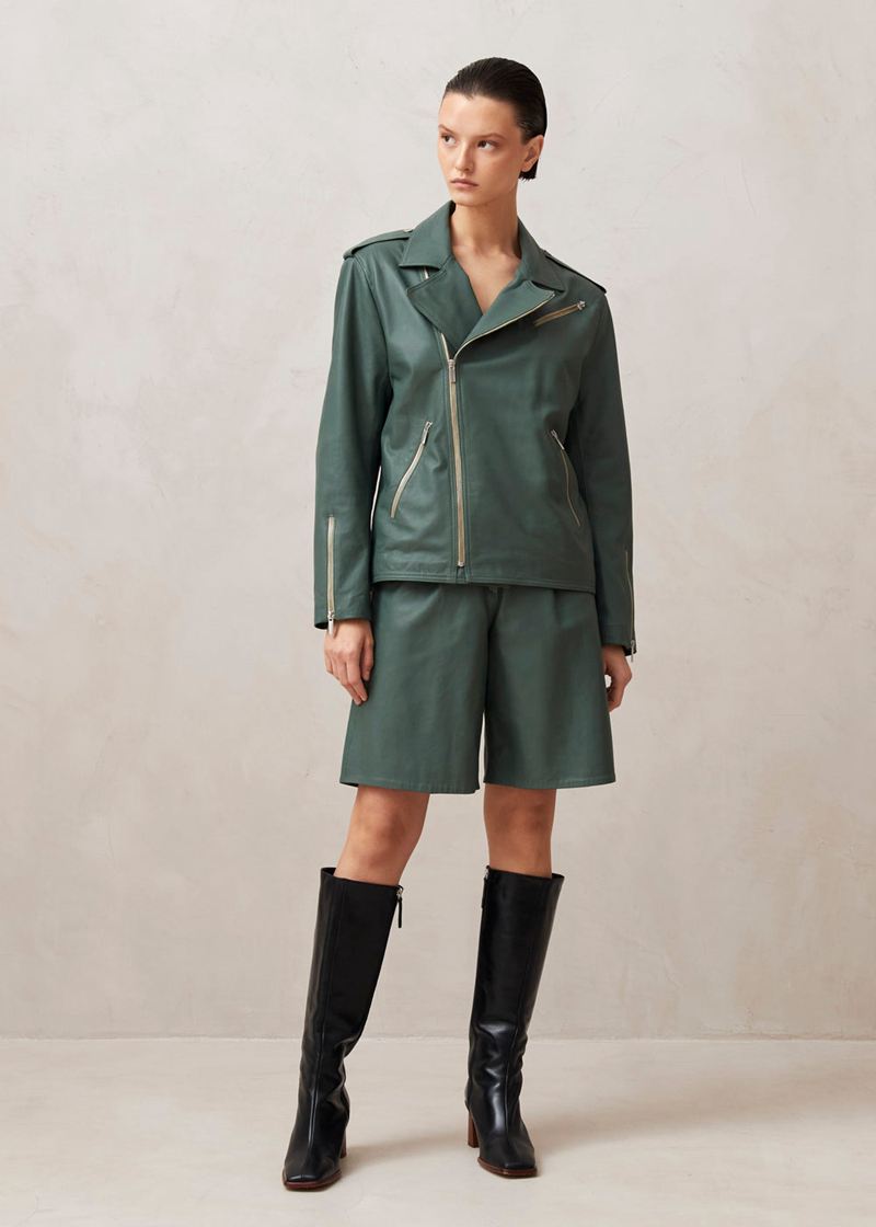 Green Alohas Paris Leather Women's Jackets | LPMQF0948