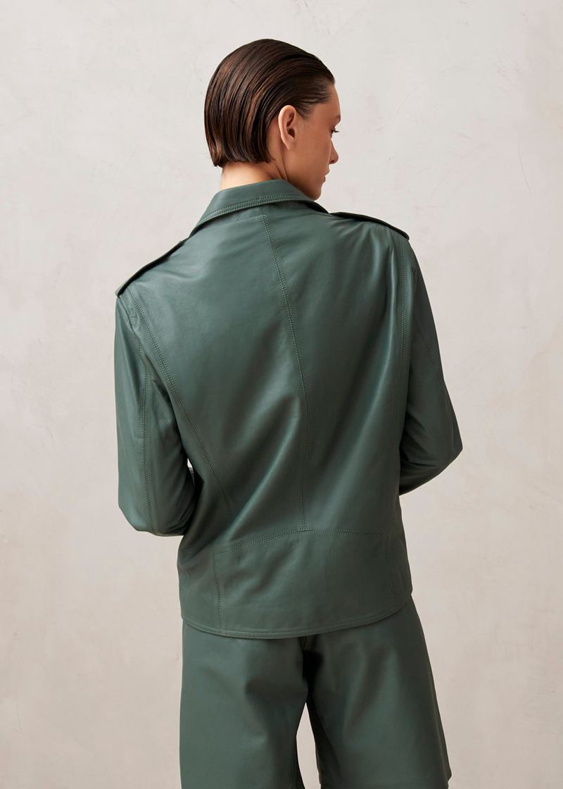 Green Alohas Paris Leather Women's Jackets | LPMQF0948