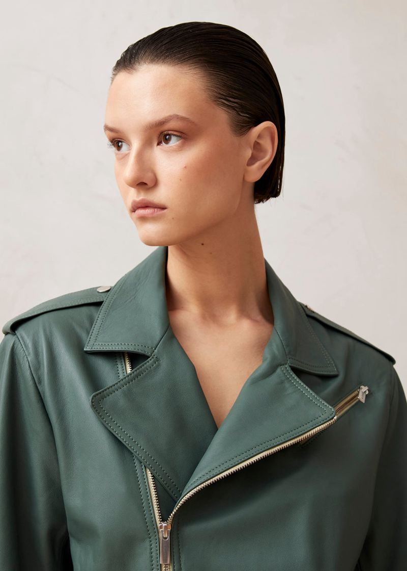 Green Alohas Paris Leather Women's Jackets | LPMQF0948