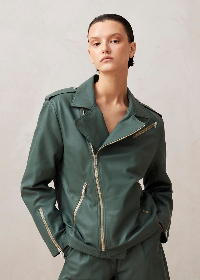 Green Alohas Paris Leather Women\'s Jackets | LPMQF0948