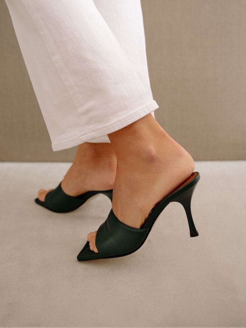 Green Alohas Puffy Women's Mules | VEGSU5614