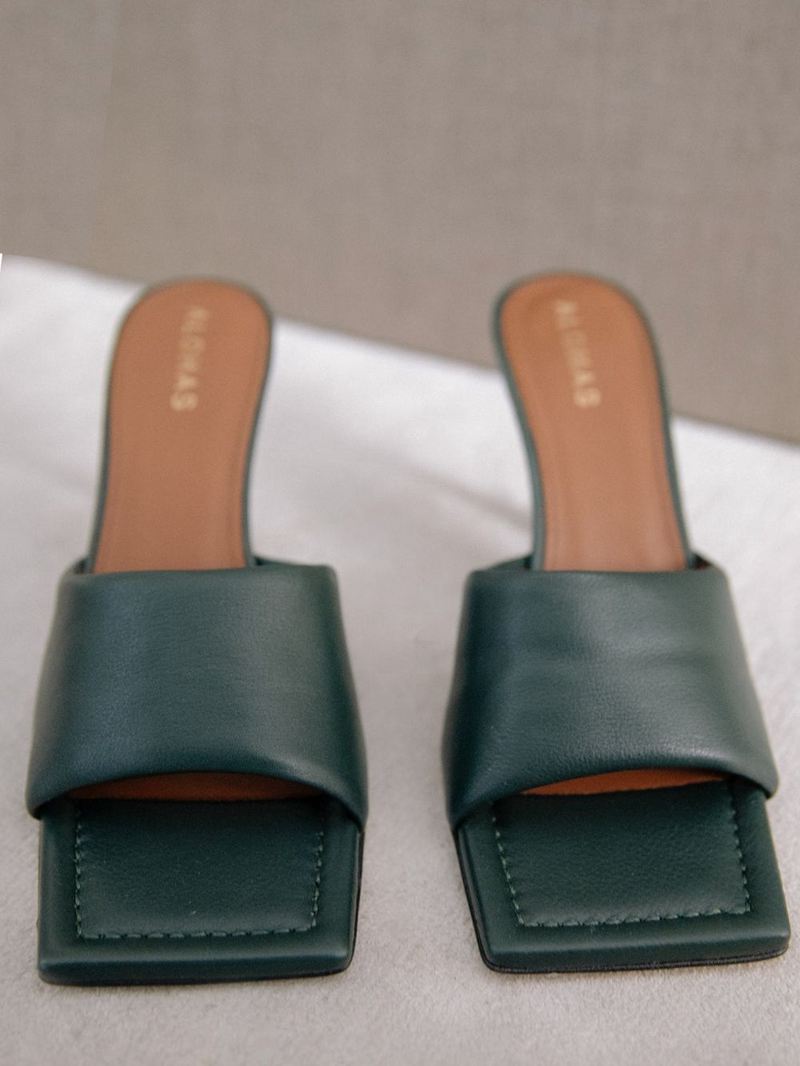 Green Alohas Puffy Women's Mules | VEGSU5614