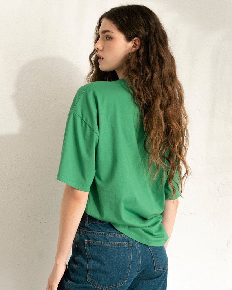 Green Alohas Slack Women's Tops | STEDA1396