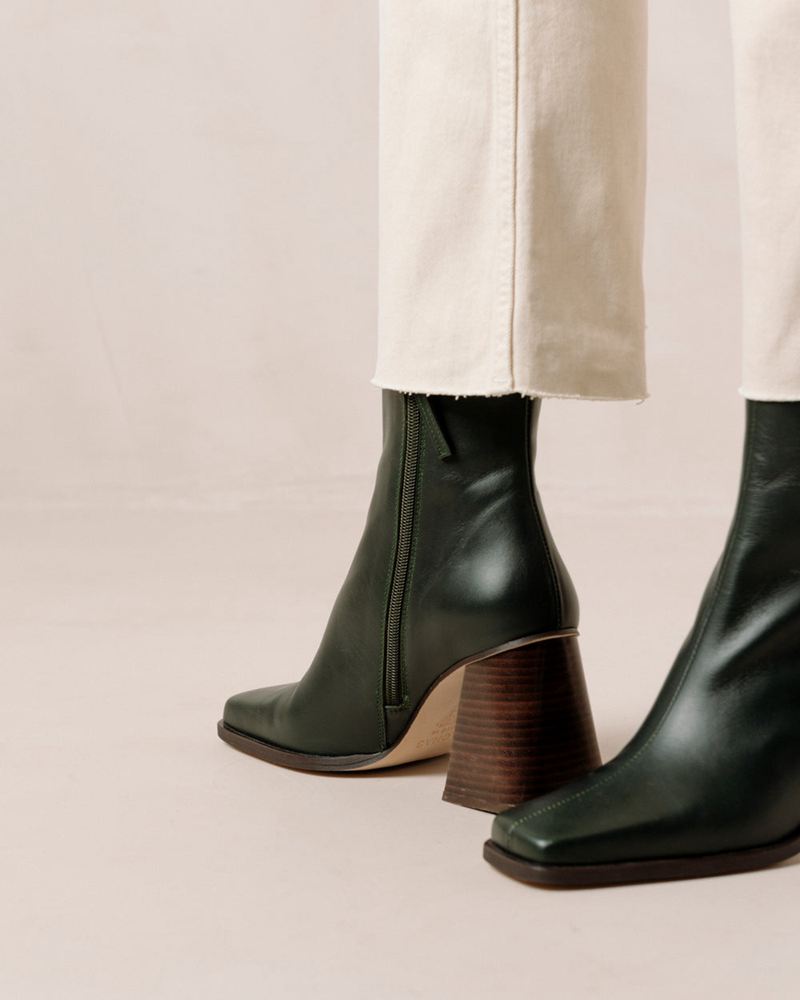 Green Alohas South Leather Women's Ankle Boots | BSOML0972