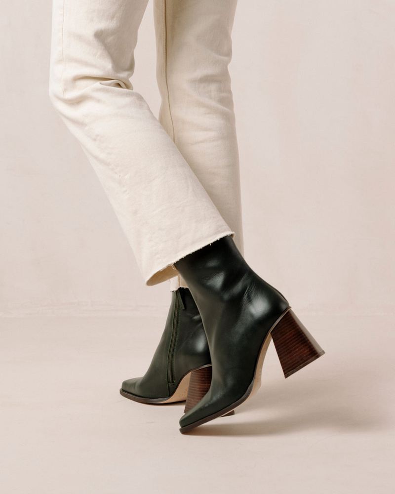 Green Alohas South Leather Women's Ankle Boots | BSOML0972