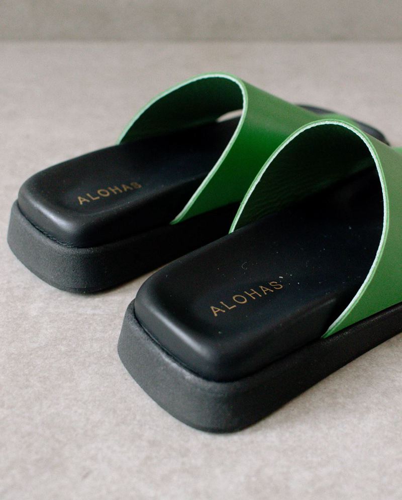 Green Alohas Toe Ring Flop Women's Sandals | UNZFQ3624