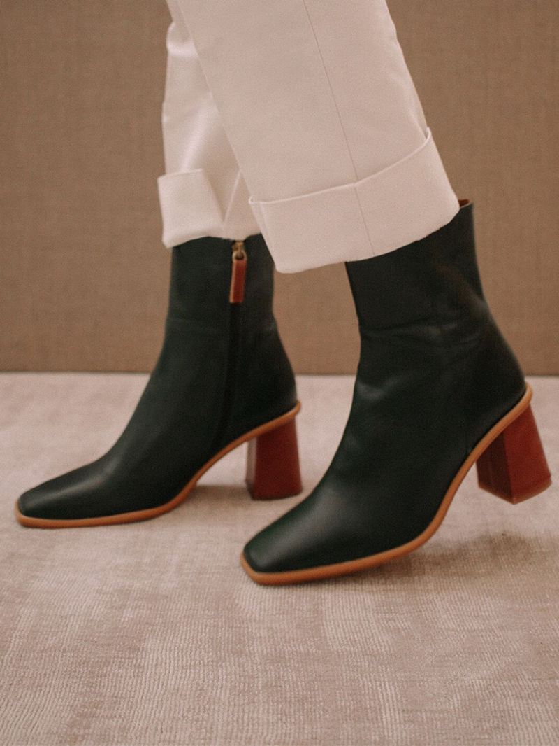 Green Alohas West Leather Women's Ankle Boots | TFLOM7190