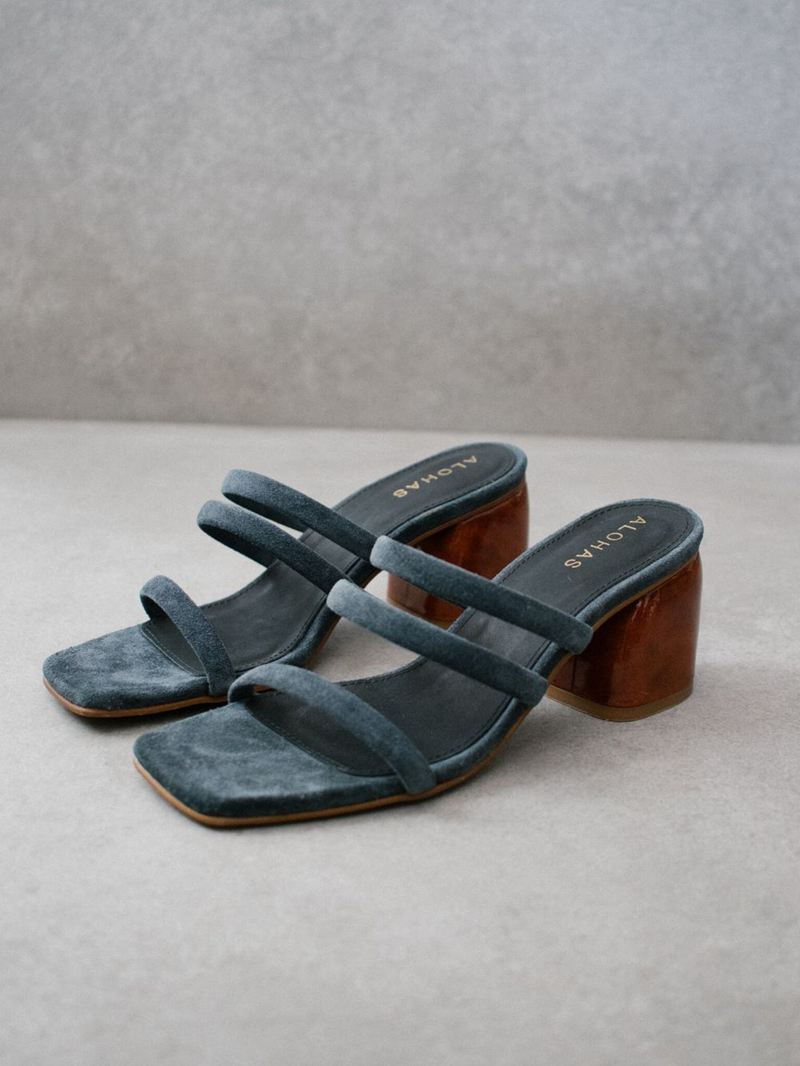 Grey Alohas Indiana Leather Women's Sandals | QAUNY4806