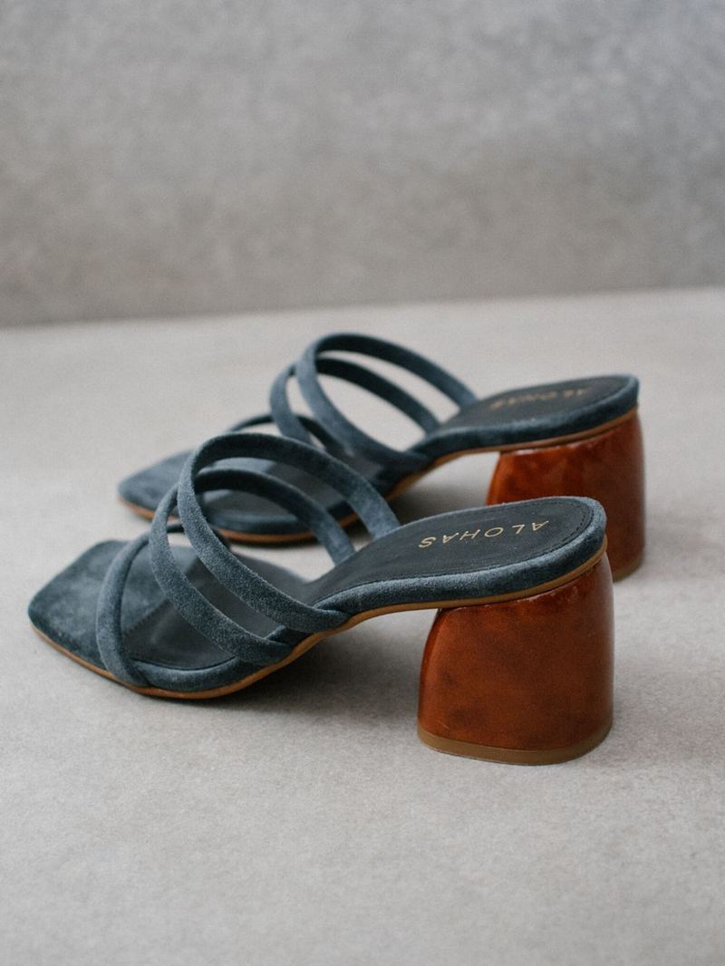 Grey Alohas Indiana Leather Women's Sandals | QAUNY4806