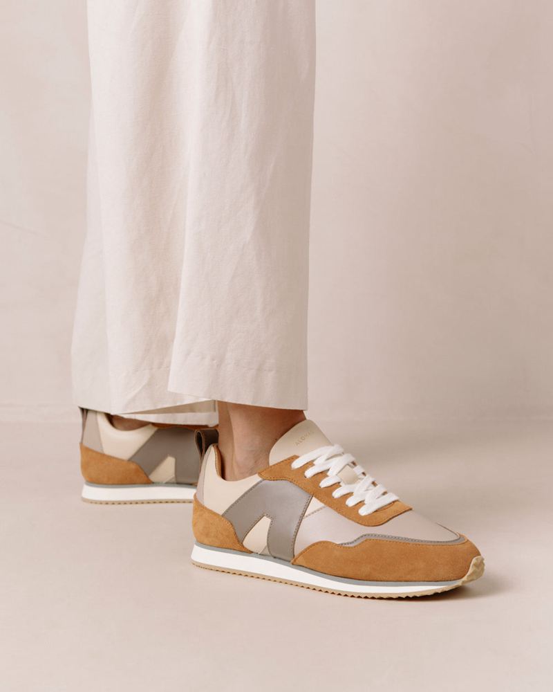 Grey/Brown Alohas Tb.015 Leather Women's Sneakers | FYVQT0493