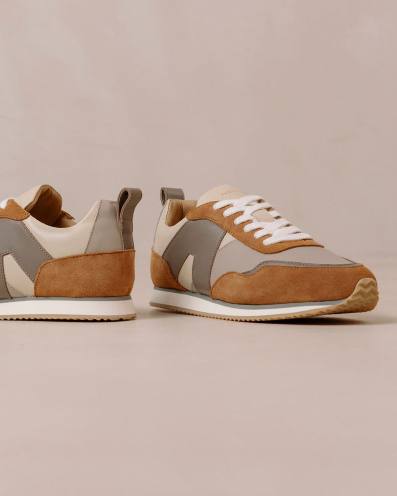 Grey/Brown Alohas Tb.015 Leather Women's Sneakers | FYVQT0493