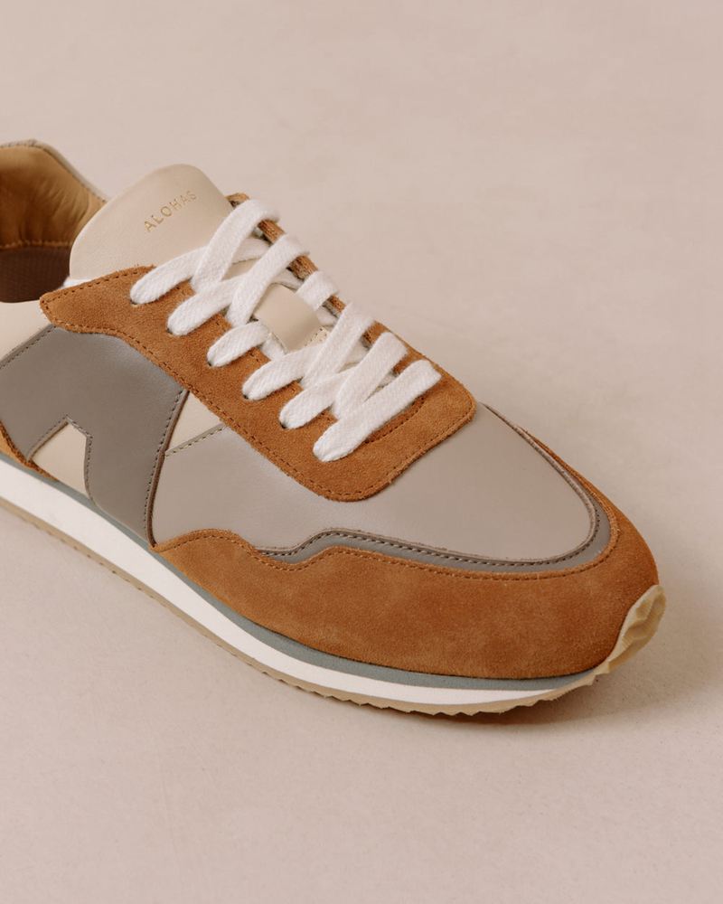 Grey/Brown Alohas Tb.015 Leather Women's Sneakers | FYVQT0493