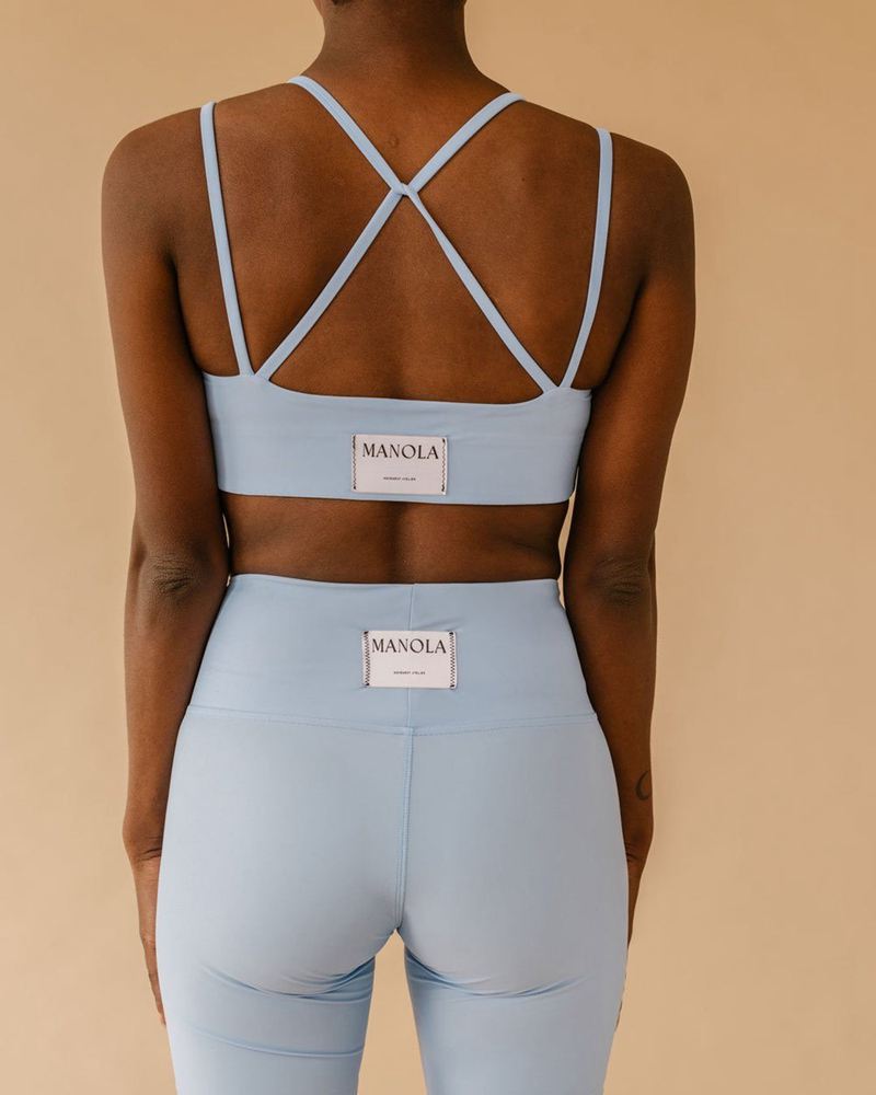 Light Blue Alohas Crossed Back Top Women's Sportswear | JIXVY5210