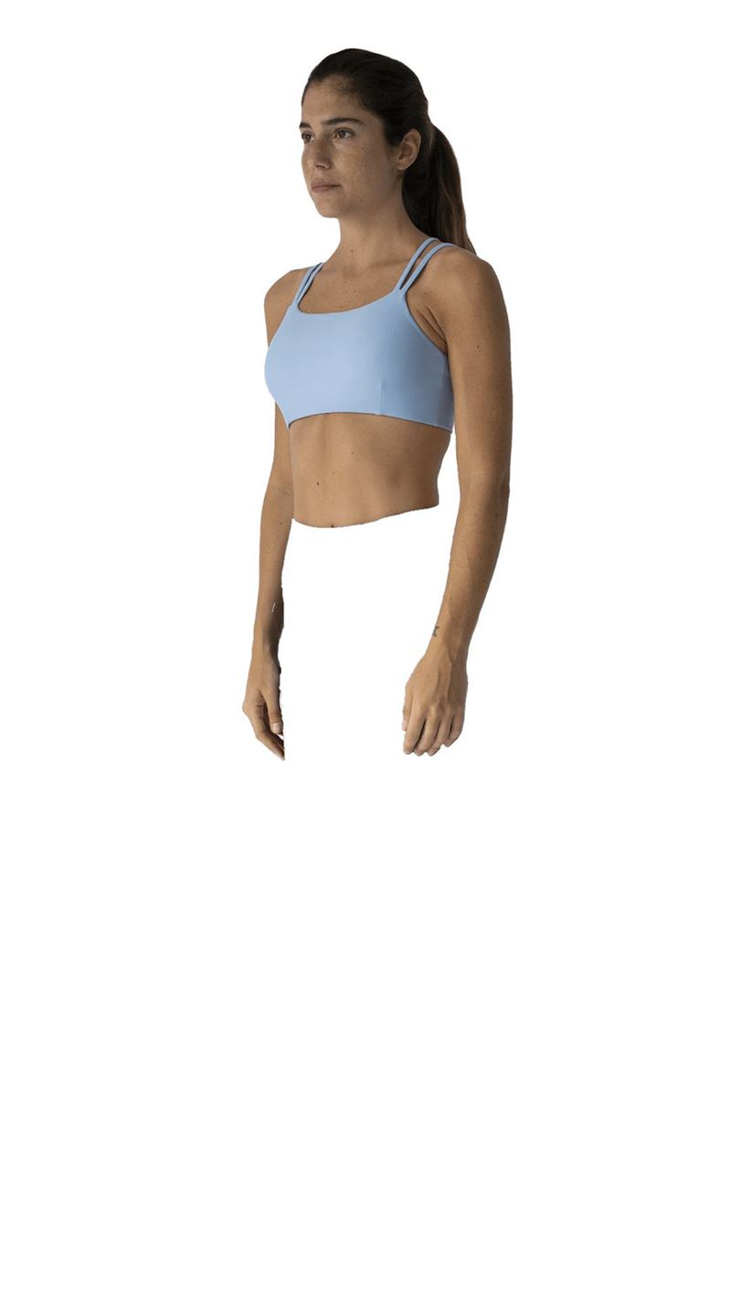 Light Blue Alohas Crossed Back Top Women's Sportswear | JIXVY5210