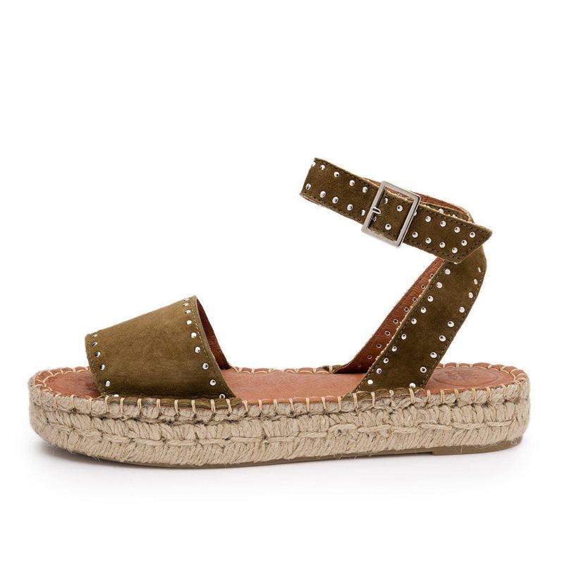 Olive Alohas Rome Studded Women's Espadrilles | MQLTA7590