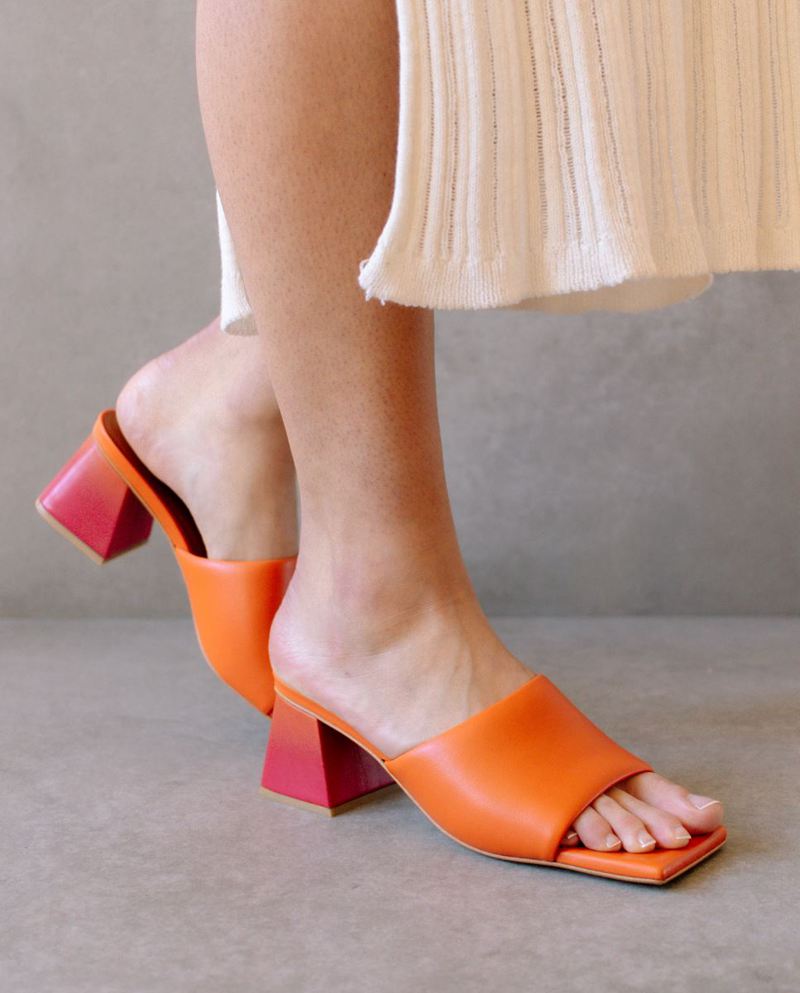 Orange Alohas Brushed Degradé Leather Women's Heels | GFNTQ7958