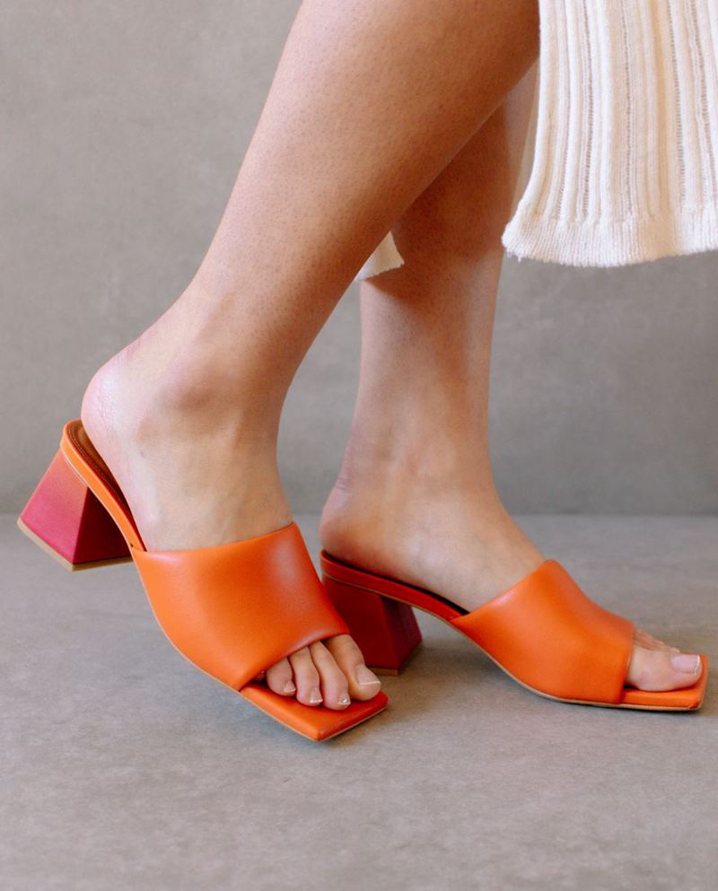 Orange Alohas Brushed Degradé Leather Women's Heels | GFNTQ7958