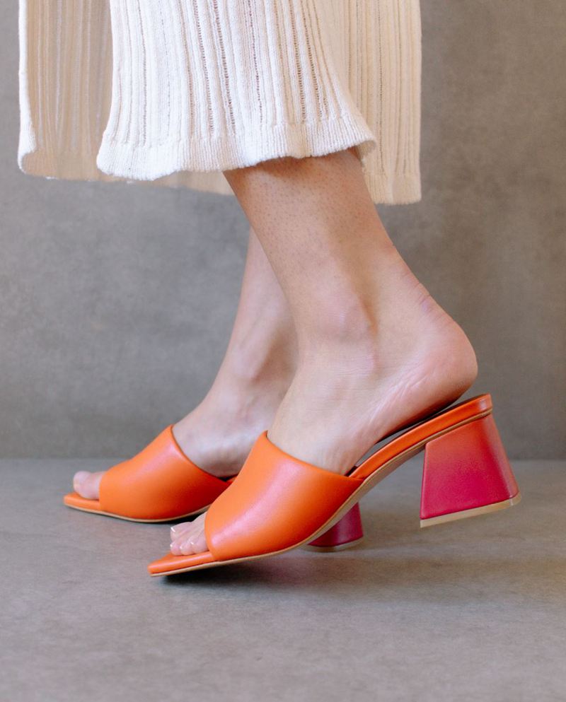 Orange Alohas Brushed Degradé Leather Women's Heels | GFNTQ7958