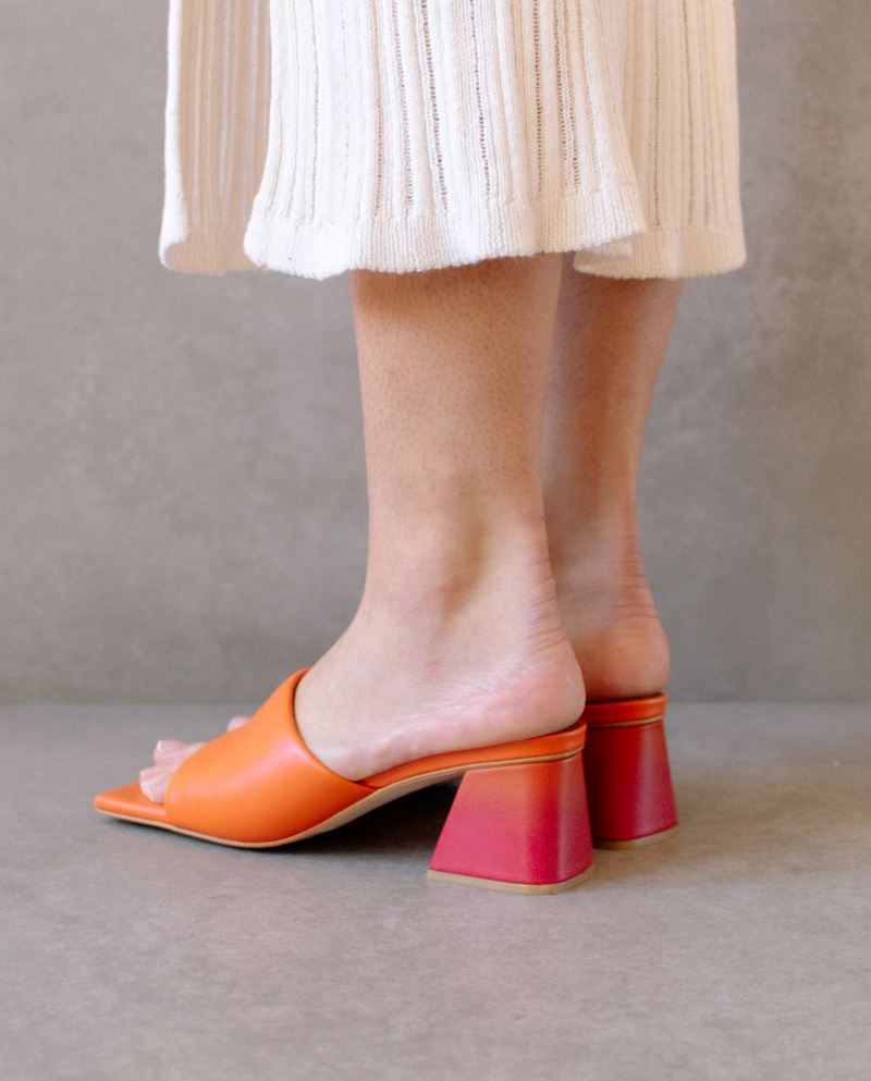 Orange Alohas Brushed Degradé Leather Women's Heels | GFNTQ7958