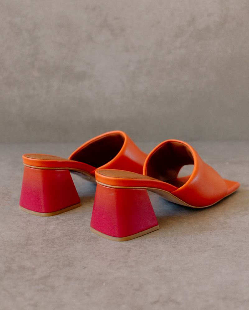 Orange Alohas Brushed Degradé Leather Women's Heels | GFNTQ7958