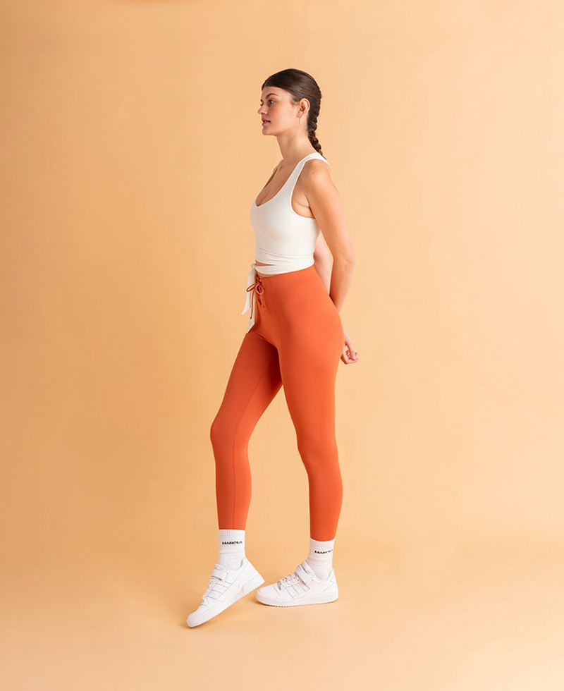 Orange Alohas Cross Legging Women's Pants | FVITJ5612