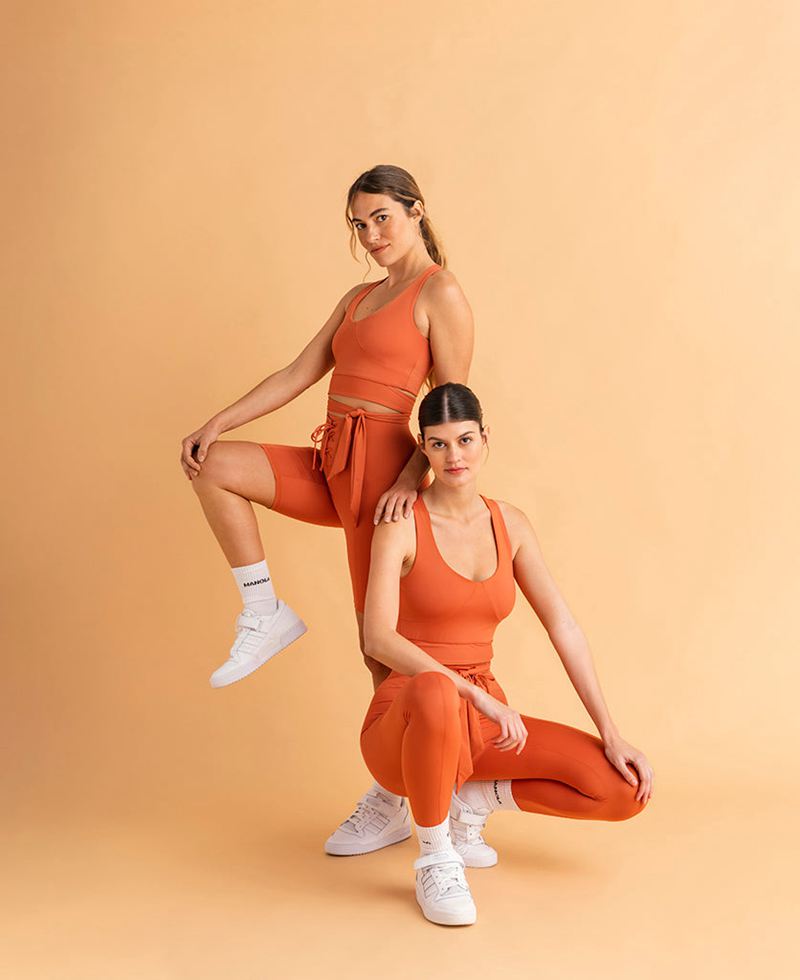 Orange Alohas Cross Top Women's Sportswear | IQZFB4689