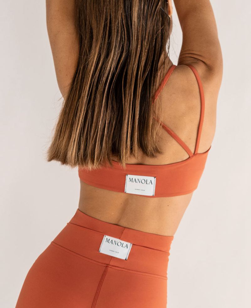 Orange Alohas Crossed Back Top Women's Sportswear | HUJFL0926