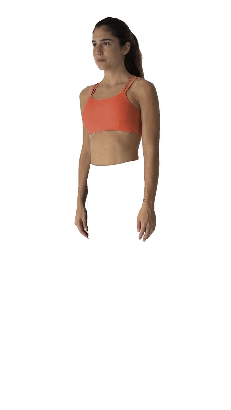 Orange Alohas Crossed Back Top Women's Sportswear | HUJFL0926