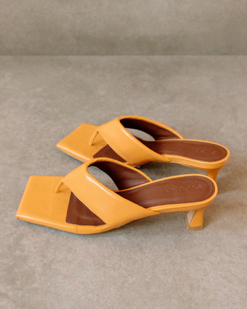 Orange Alohas Jolla Vegan Leather Women's Sandals | QMZVY0876