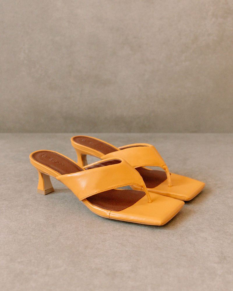 Orange Alohas Jolla Vegan Leather Women's Sandals | QMZVY0876