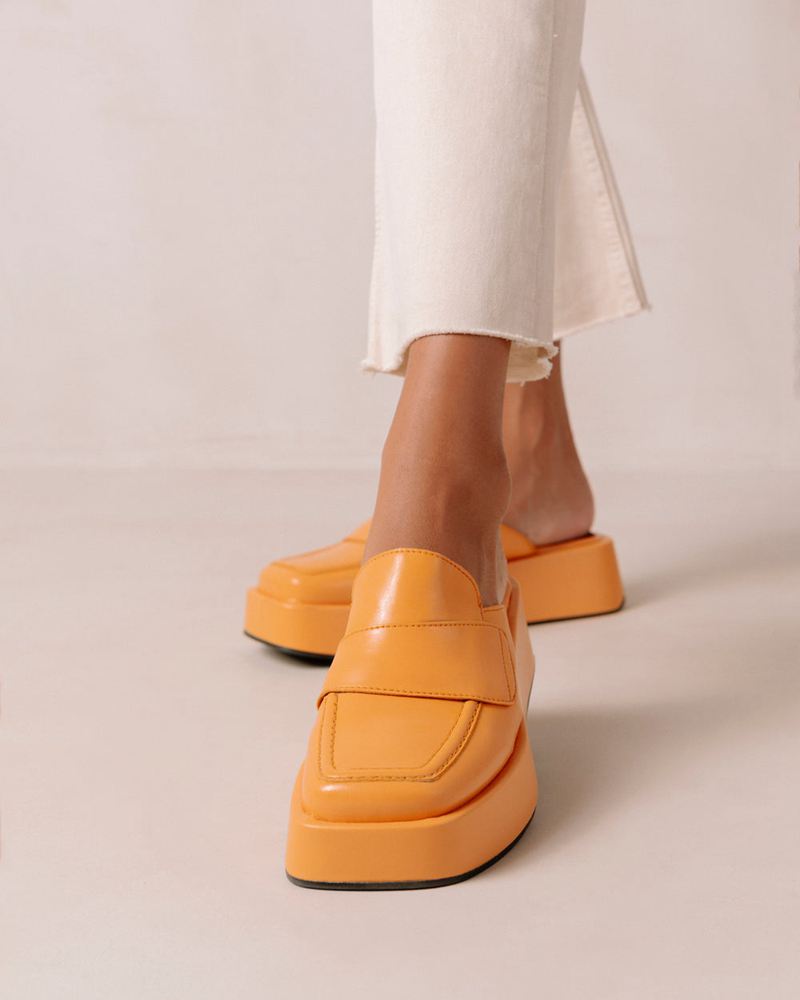 Orange Alohas Tempera Vegan Leather Women's Loafers | HVTUW6052