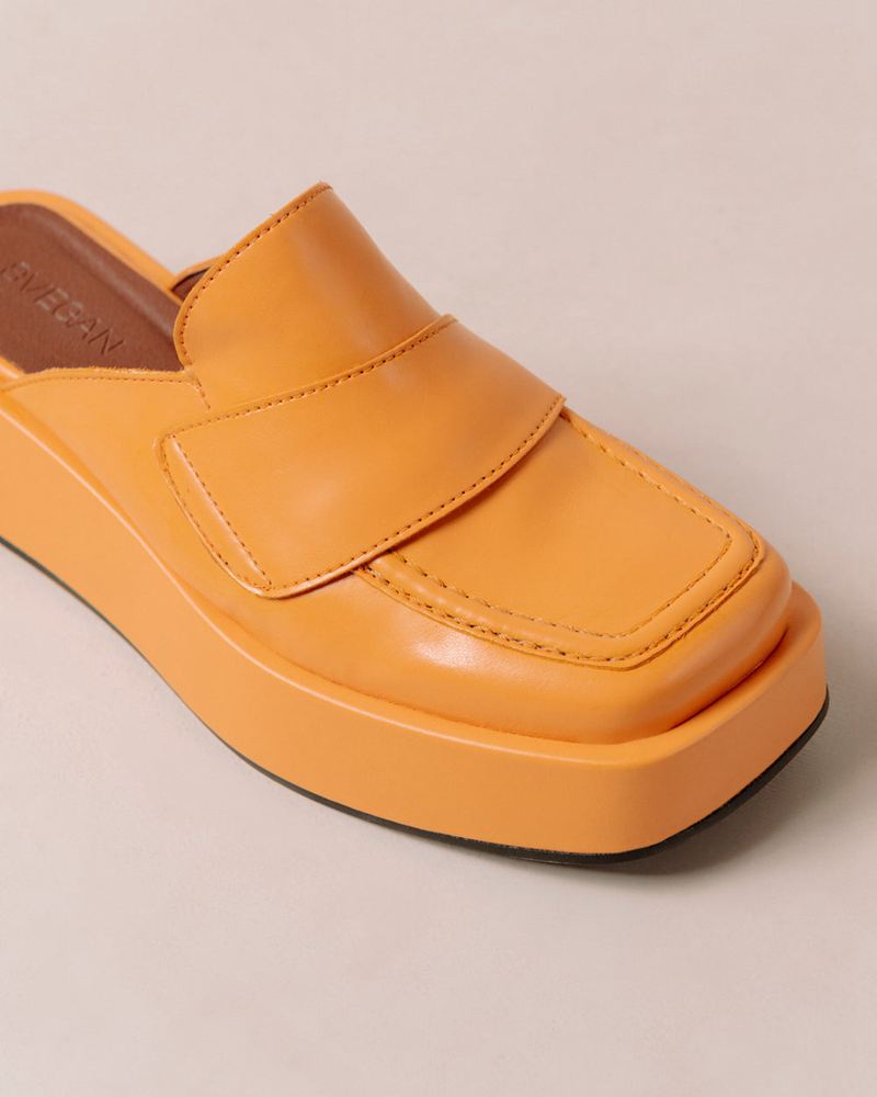 Orange Alohas Tempera Vegan Leather Women's Loafers | HVTUW6052