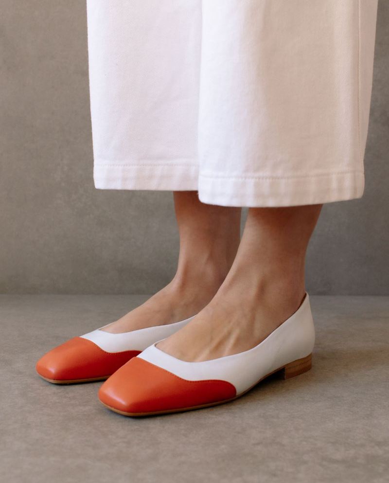 Orange/White Alohas Salty Women's Ballet Flats | PVTEQ6235