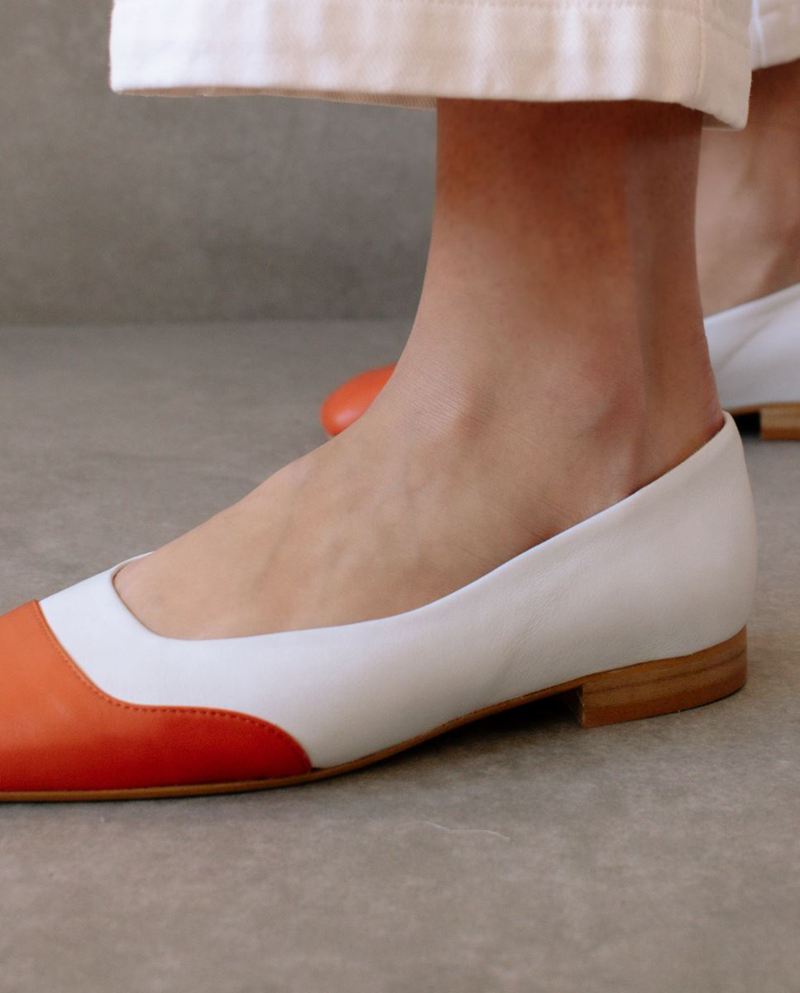 Orange/White Alohas Salty Women's Ballet Flats | PVTEQ6235