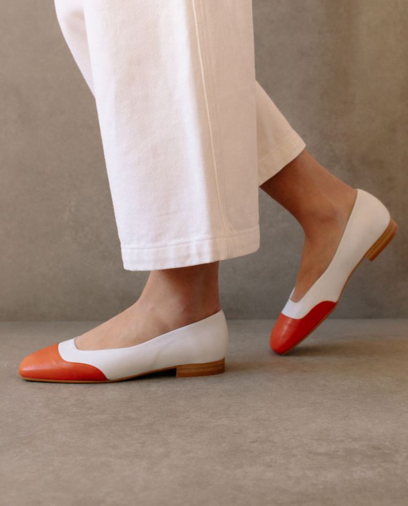 Orange/White Alohas Salty Women's Ballet Flats | PVTEQ6235