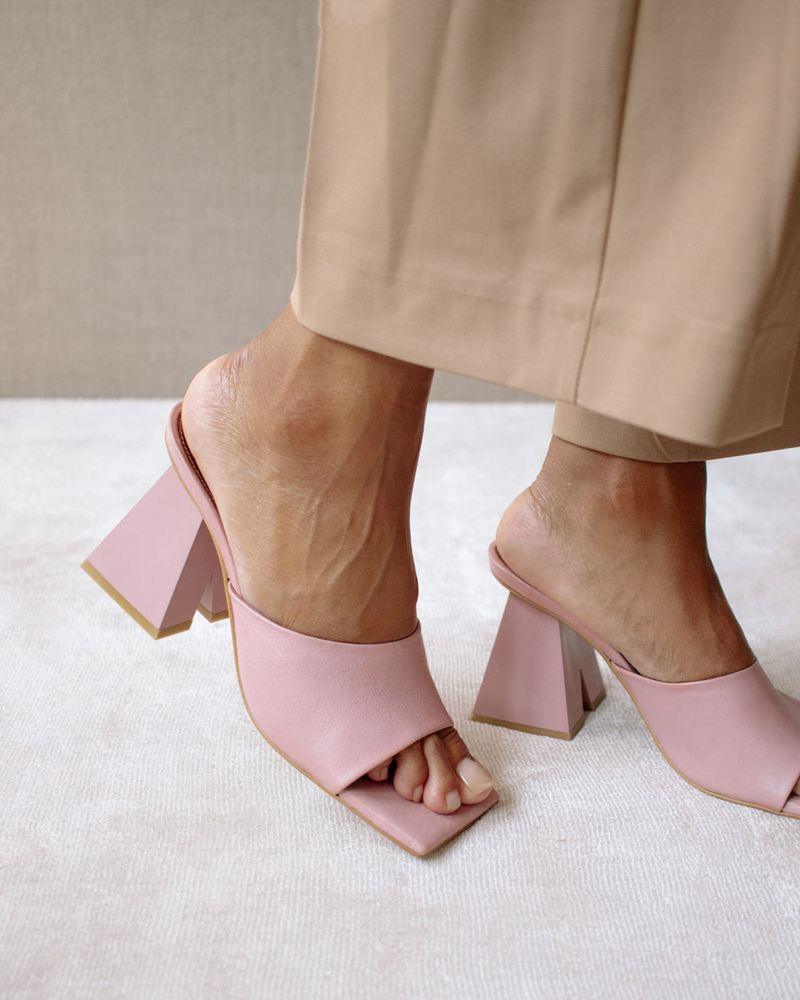 Pink Alohas Dune Leather Women's Heels | PVGUF1754