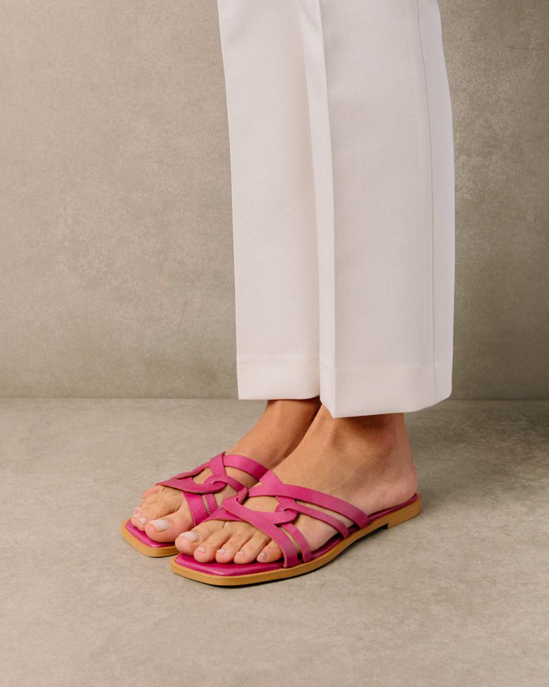 Pink Alohas Pad Leather Women's Sandals | WJPEX2514