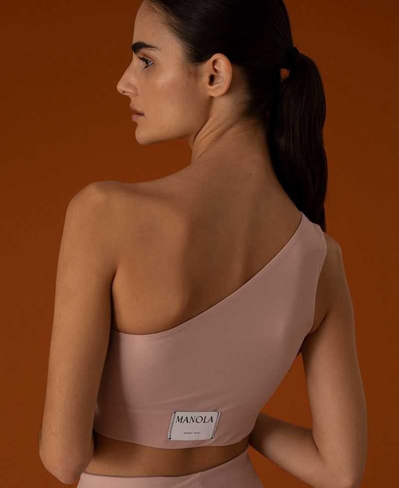 Pink Alohas Shoulder Naked Top Women's Sportswear | CDVPK7082