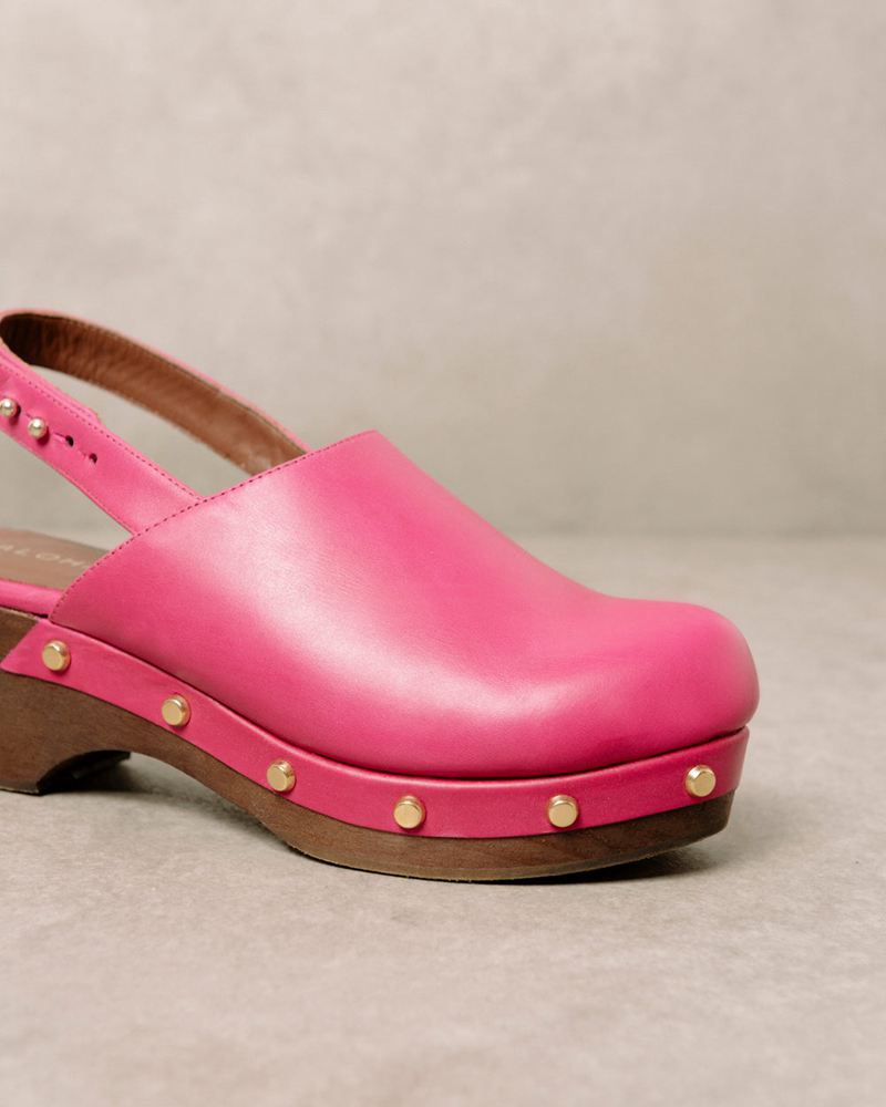 Pink Alohas Vinyl Leather Women's Mules | SWKTC2573