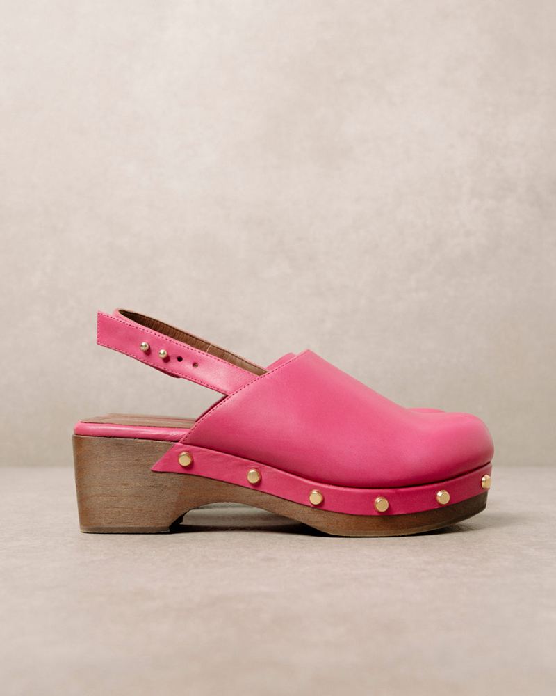 Pink Alohas Vinyl Leather Women's Mules | SWKTC2573