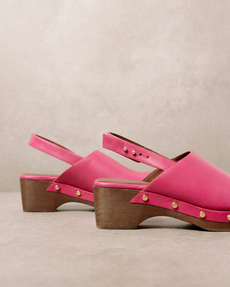 Pink Alohas Vinyl Leather Women's Mules | SWKTC2573