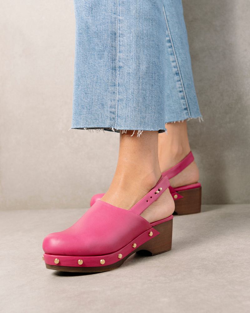 Pink Alohas Vinyl Leather Women's Mules | SWKTC2573