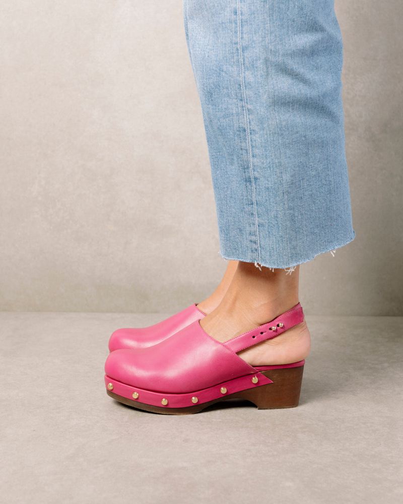 Pink Alohas Vinyl Leather Women's Mules | SWKTC2573