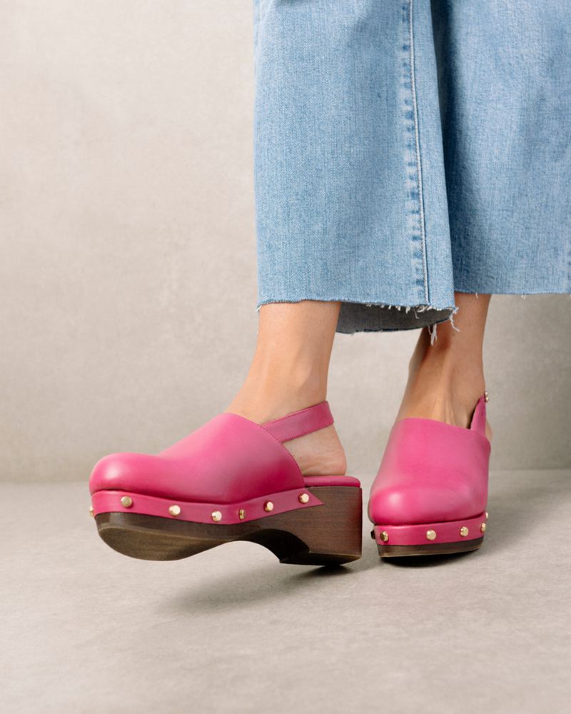 Pink Alohas Vinyl Leather Women's Mules | SWKTC2573