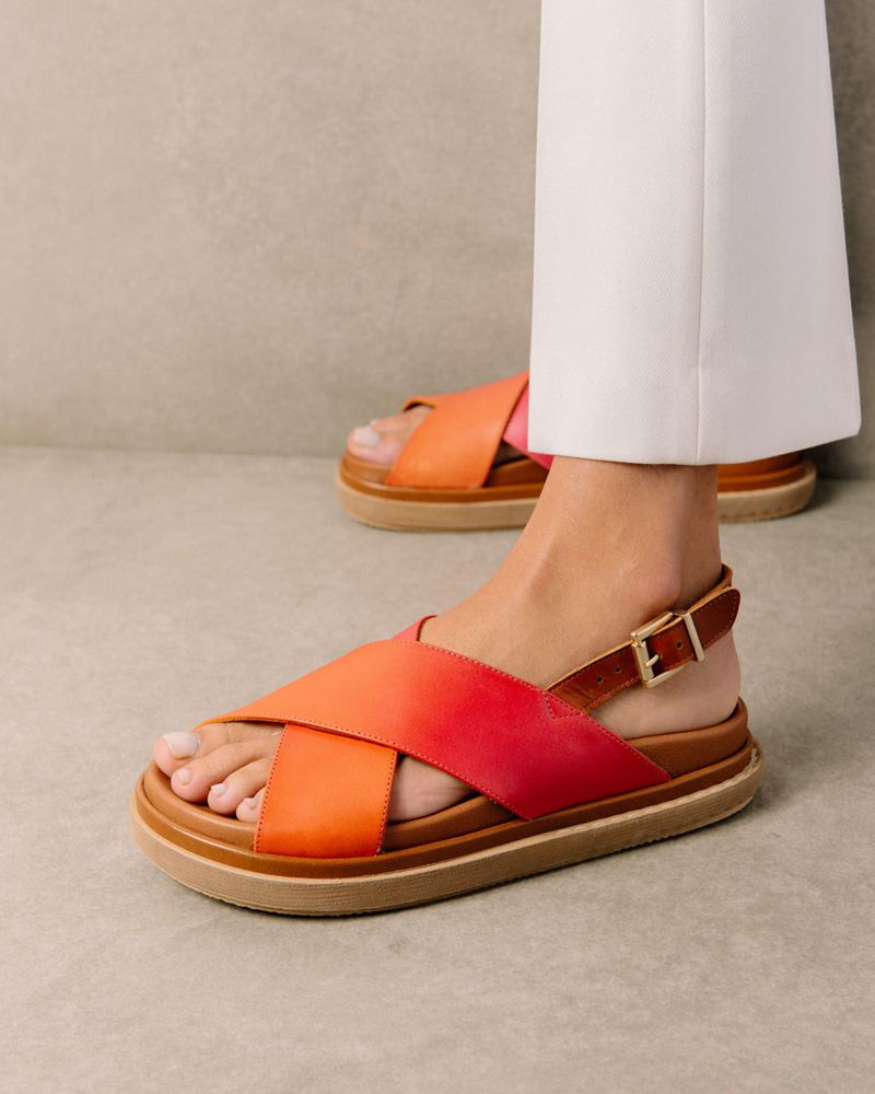 Pink/Orange Alohas Marshmallow Women's Sandals | NBSGT1395